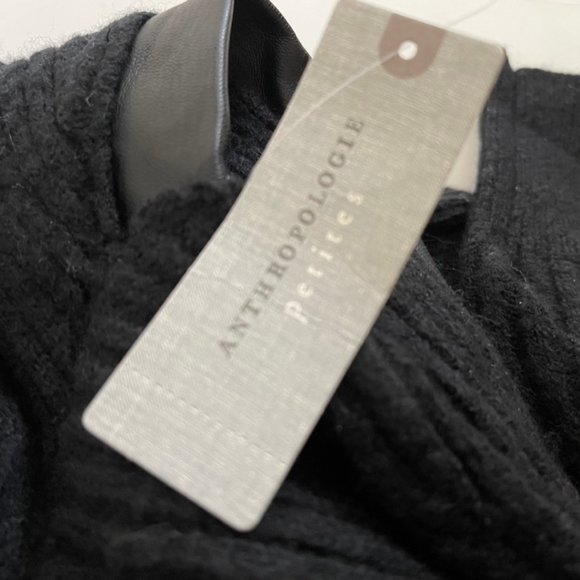 Pilcro (Anthropologie) Faux Leather-Trimmed Black Duster Sweater is NWT!! - Picture 2 of 4